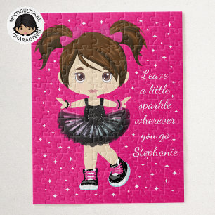 Personalized Brunette Rocking Ballerina Jigsaw Puzzle