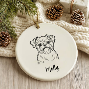 Personalized Brussels Griffon Dog Christmas Ceramic Tree Decoration