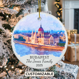 Personalized Budapest Ornament, Hungary Ceramic Tree Decoration