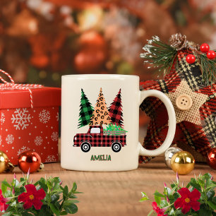 Personalized Buffalo Plaid Truck  Coffee Mug