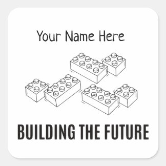 Personalized Building Bricks Square Sticker
