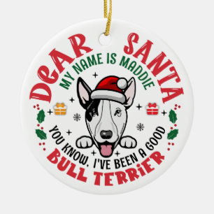 Personalized Bull Terrier Dog Christmas Tree Round Ceramic Tree Decoration