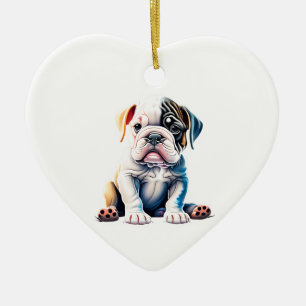 Personalized Bulldog Puppy Ceramic Tree Decoration