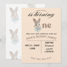 Personalized Bunny 1st Birthday Invitation