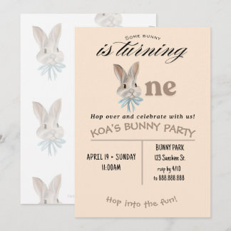 Personalized Bunny 1st Birthday Invitation