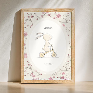 Personalized Bunny Art – Name Date Birth Nursery Poster