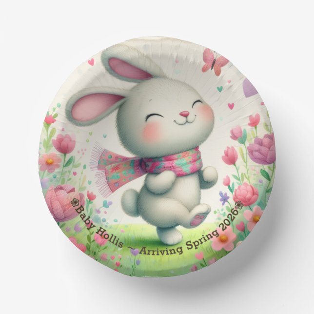 Personalized Bunny Paper Party Bowls Plate (Front)