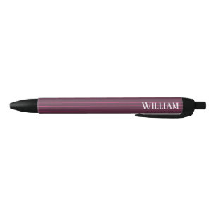 Personalized burgundy pinstripes black ink pen