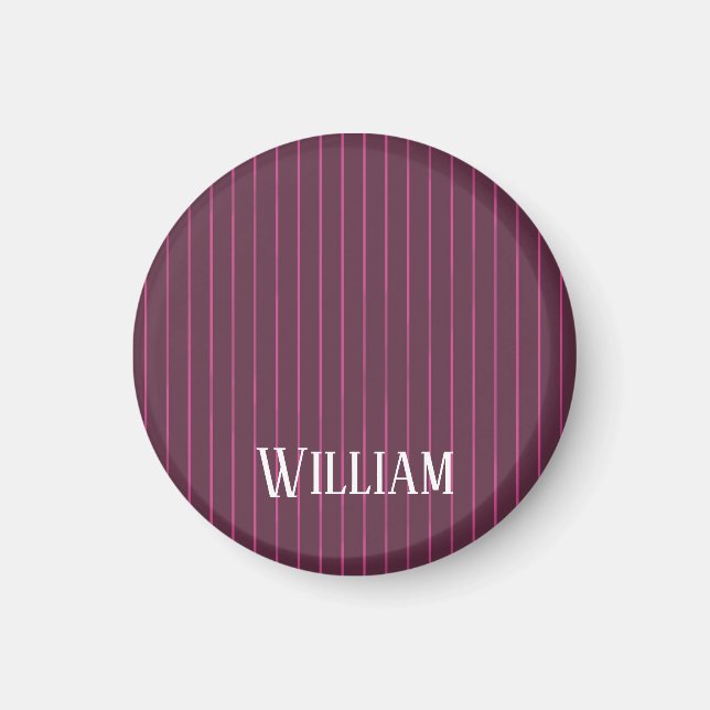 Personalized burgundy pinstripes magnet (Front)