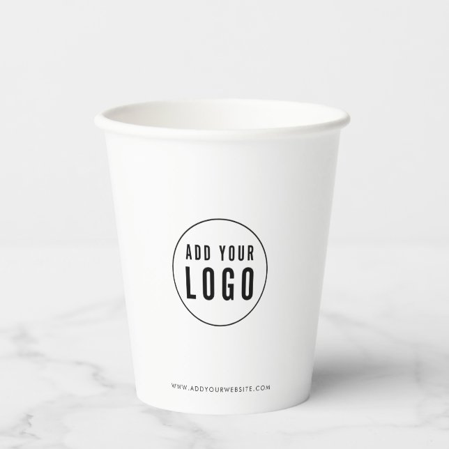 Personalized Business Add Logo Modern Minimalist Paper Cups (Front)