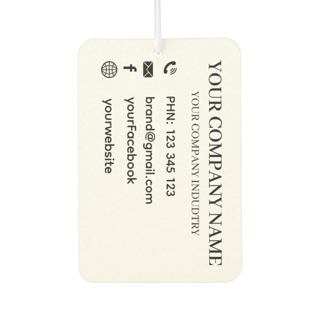 Personalized Business Company Promotional Branding Car Air Freshener (Front)