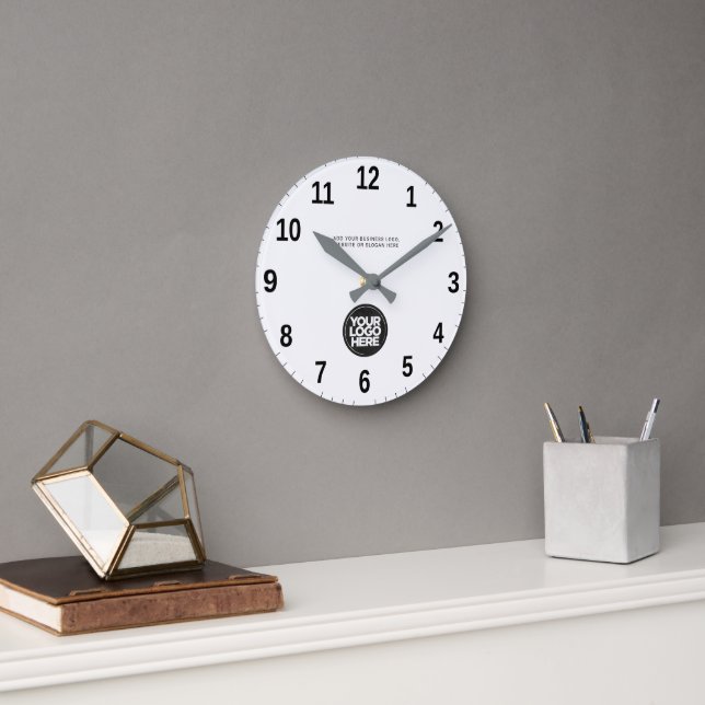 Personalized Business Logo and Text Round Clock (Office)