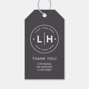 Personalized Business Logo Dark Gray Gift Tags