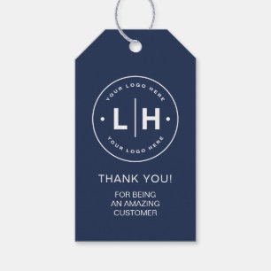 Personalized Business Logo Navy Blue Gift Tags