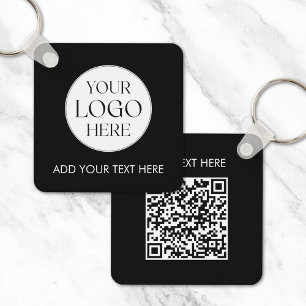 Personalized Business Logo QR Code Modern Employee Key Ring