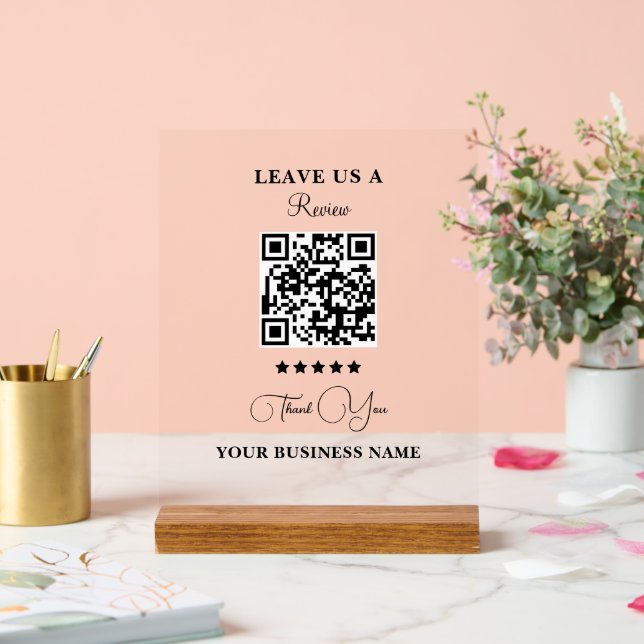 Personalized Business Qr Code Leave a Review Acrylic Sign (Wedding)