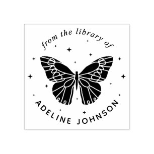 Personalized Butterfly Ex Libris From the Library Rubber Stamp