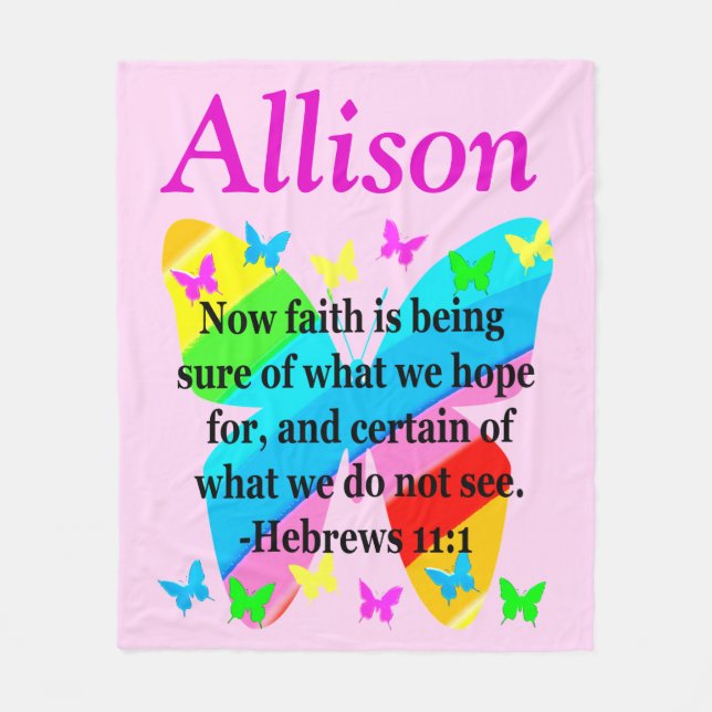 PERSONALIZED BUTTERFLY HEBREWS 11 BLANKET (Front)