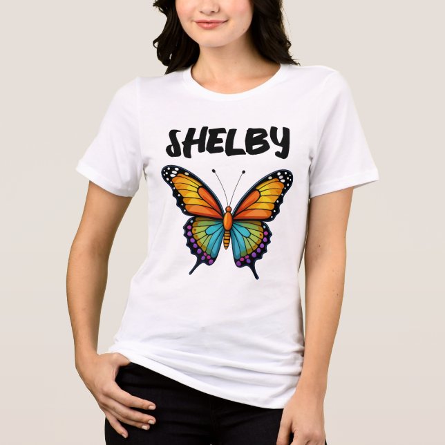 PERSONALIZED BUTTERFLY LADIES T-SHIRTS SWEATSHIRT (Front)