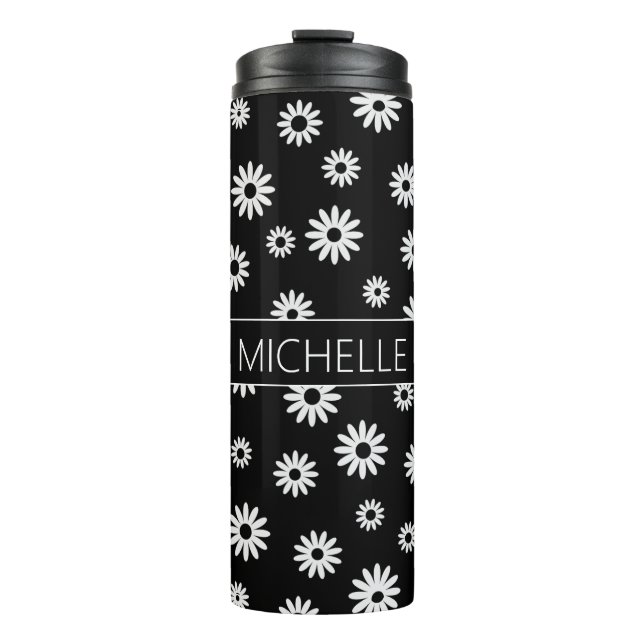 Personalized BW Daisies Thermal Tumbler (Front)