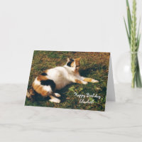 Personalized Calico cat sunbathing Birthday