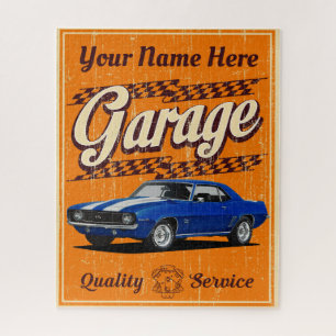 Personalized Camaro Garage in Orange Jigsaw Puzzle