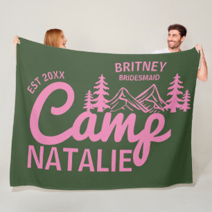 Personalized Camp Bachelorette Party Bridesmaids Fleece Blanket