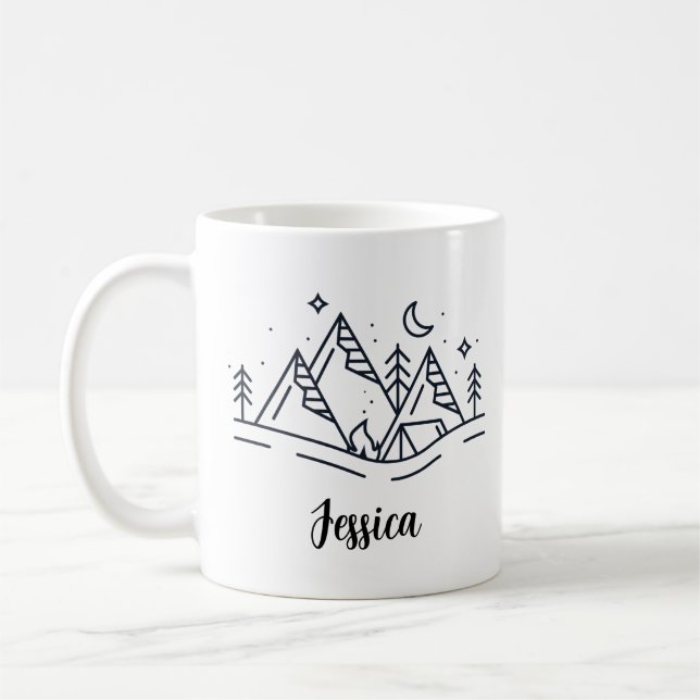 Personalized camp mug, personalized campfire mug,  coffee mug (Left)