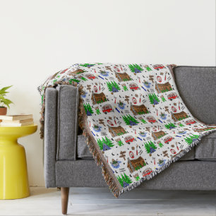 Personalized Camping Themed  Happy Camper    Throw Blanket