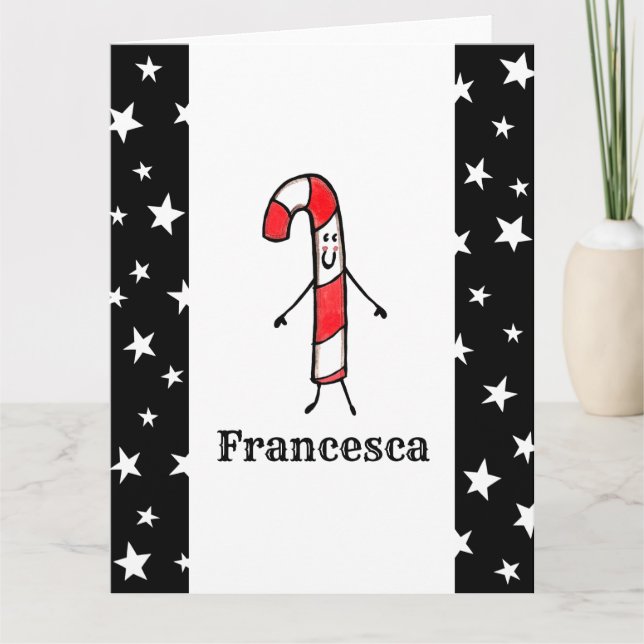 Personalized Candy Cane Christmas Card (Front)