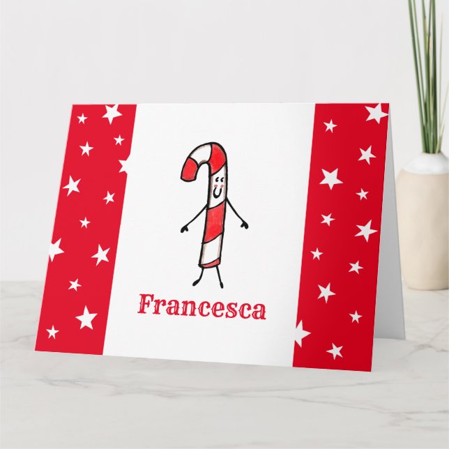 Personalized Candy Cane Christmas Card (Front)