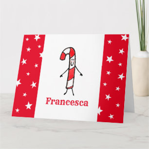 Personalized Candy Cane Christmas Card