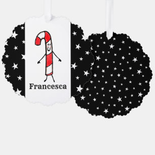 Personalized Candy Cane Christmas Tree Decoration Card