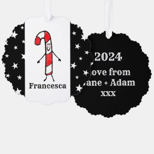 Personalized Candy Cane Christmas Tree Decoration Card