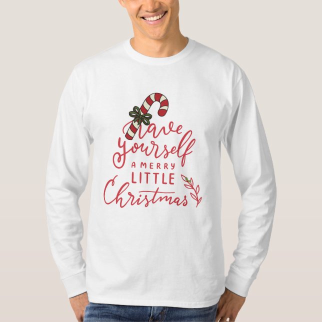 Personalized Candy Cane Script Christmas  T-Shirt (Front)