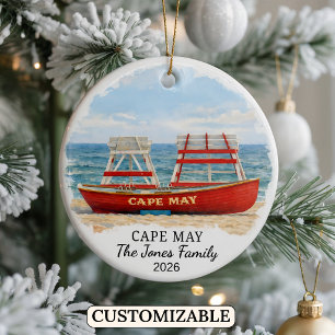 Personalized Cape May Ornament, Custom New Jersey Ceramic Tree Decoration