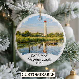 Personalized Cape May Ornament, Custom New Jersey Ceramic Tree Decoration