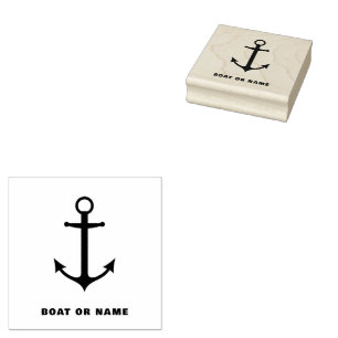 Personalized Captain Nautical Anchor Boat Name Rubber Stamp