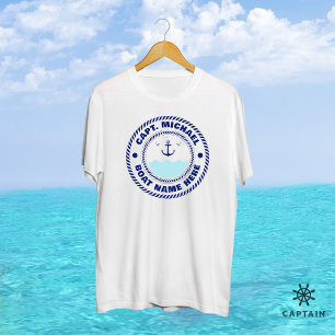 Personalized Captain Nautical Anchor Boat Name T-Shirt