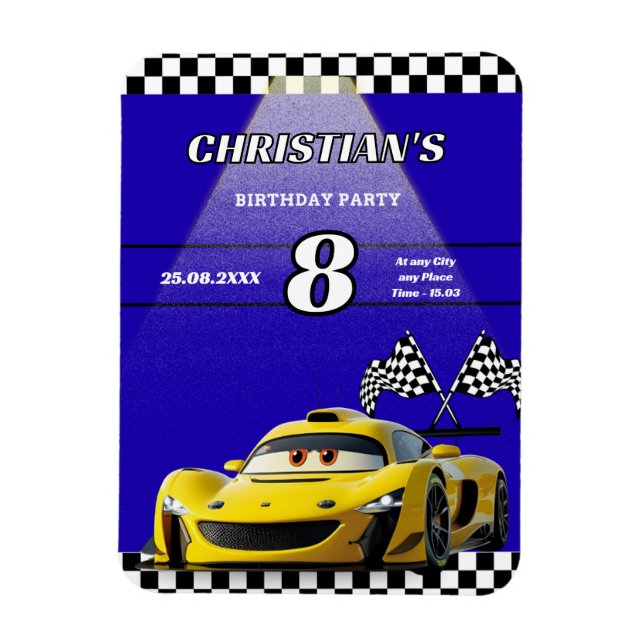Personalized Car Boys Birthday Party Invitation  Magnet (Vertical)