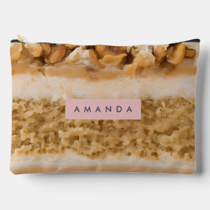 Personalized Caramel Nut Cake Slice Accessory Pouch