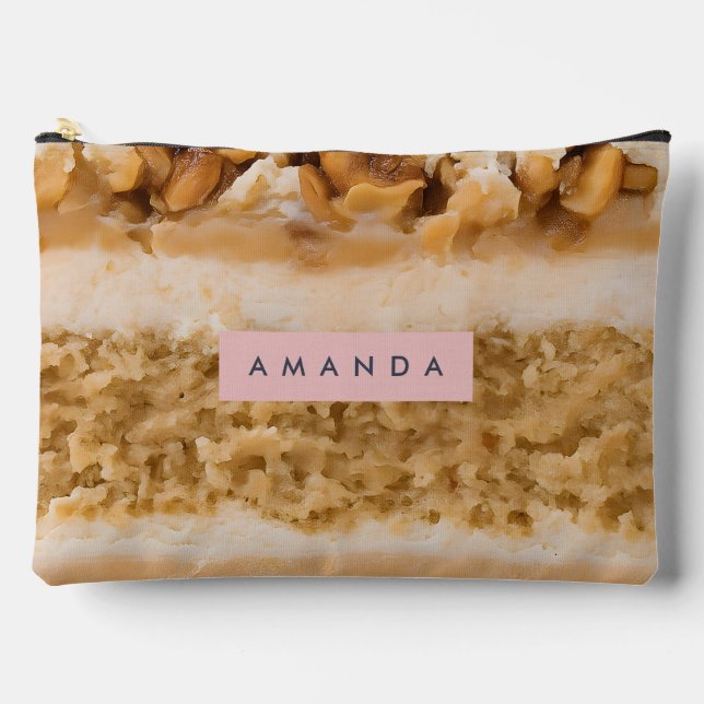 Personalized Caramel Nut Cake Slice Accessory Pouch (Front)