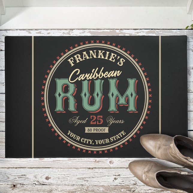 Personalized Caribbean Rum Liquor Bottle Label Bar Doormat (Creator Uploaded)