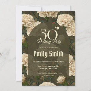 Personalized Carnation Luxury 90Th Birthday Invitation