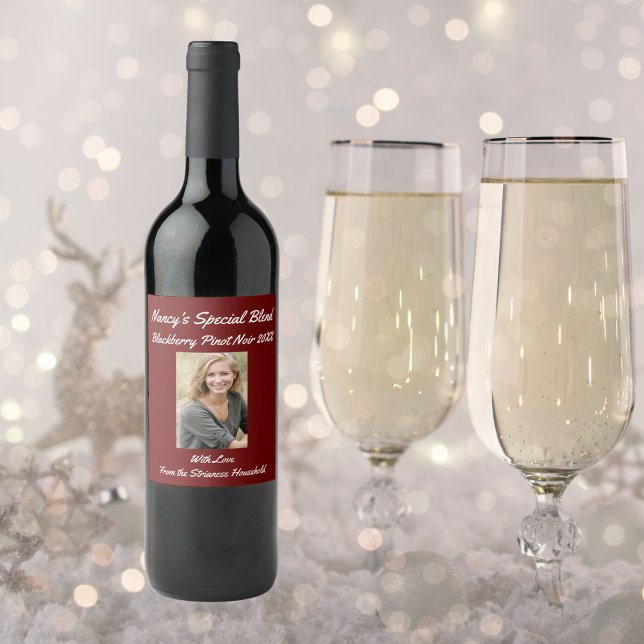 Personalized Casual Cranberry Party Wine Label (Creator Uploaded)
