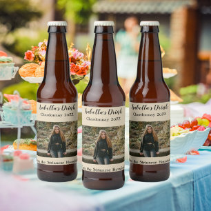 Personalized Casual Tan Photo Country Fall  Wine Label