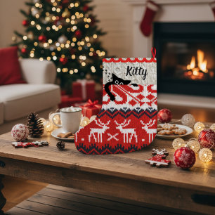 Personalized Cat Christmas Stocking  Custom Name