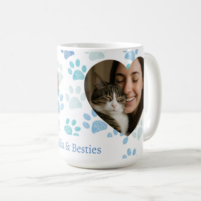 Personalized Cat Lover Heart-Photo Coffee Mug (Front Right)