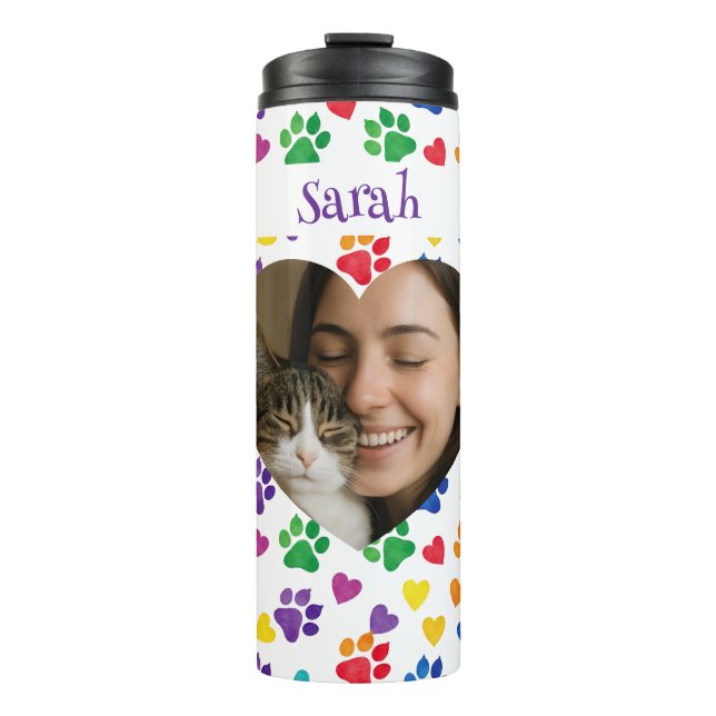 Personalized Cat Lover Tumbler – Custom Photo (Front)