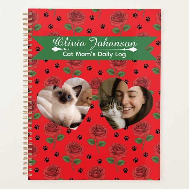 Personalized Cat Mom's Photo and Name  Planner (Front)